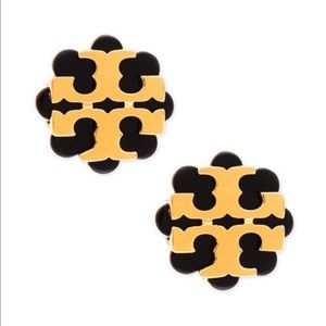 Authentic Tory Burch Flower Resin Logo Earrings